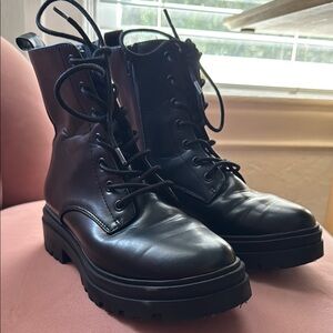 Women's A New Day Target Bridget Black Leather Combat Boots 90s